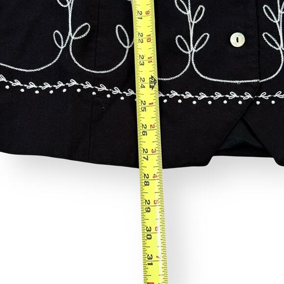 VTG Talbots Vest Womens Large Black Floral Embroidered Linen Blend Button Front - Picture 8 of 8